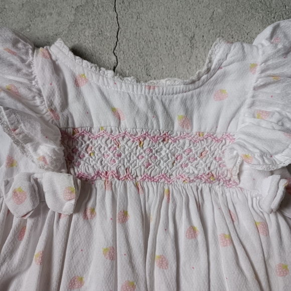 White Dress with strawberries, 6-9 months - Picture 5 of 5